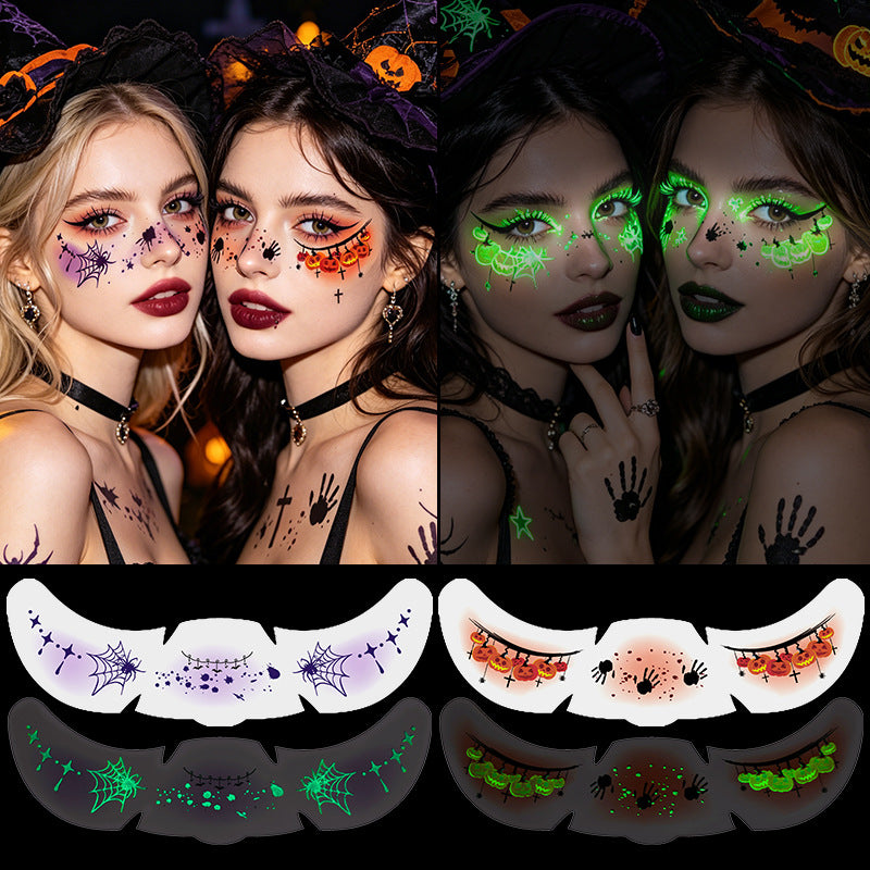 Glow in the Dark Halloween Glitter Freckles Temporary Tattoo Set