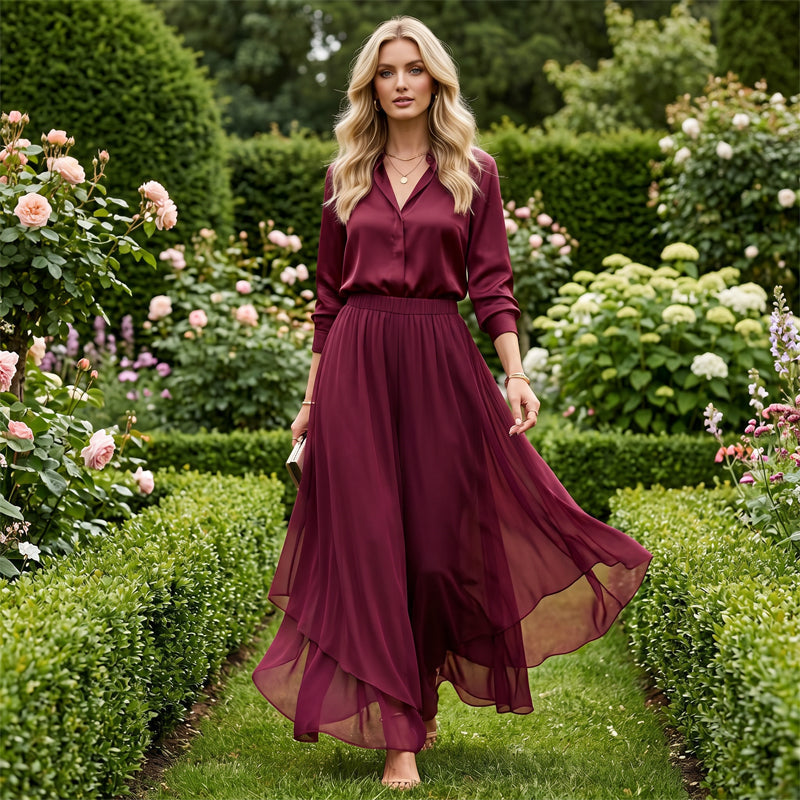 Women's Elegant Chiffon Flared Pants