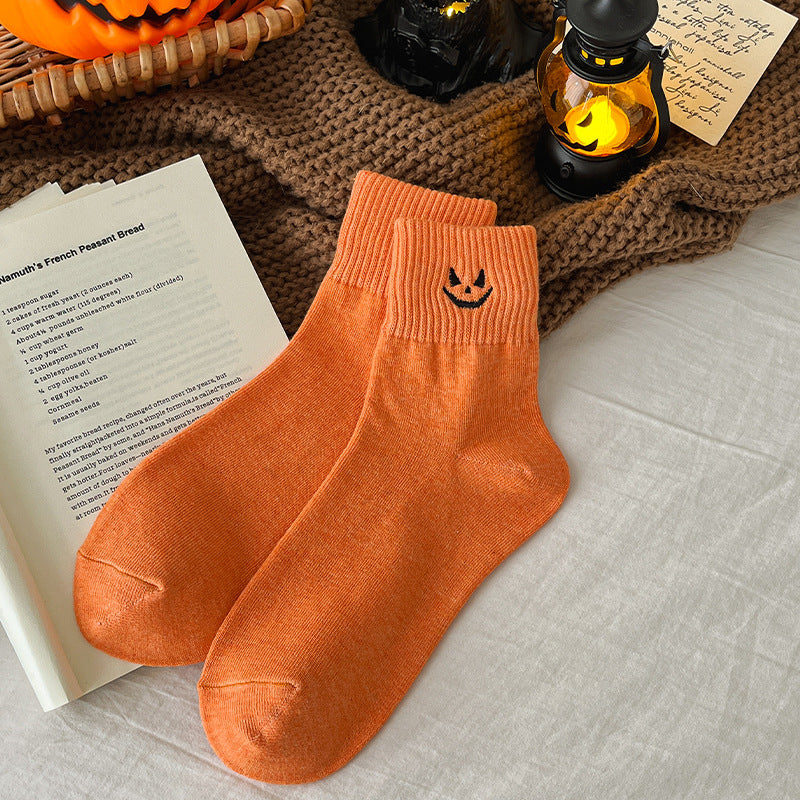 🦇🎃 Spooky-Cute Halloween Embroidered Ankle Socks
