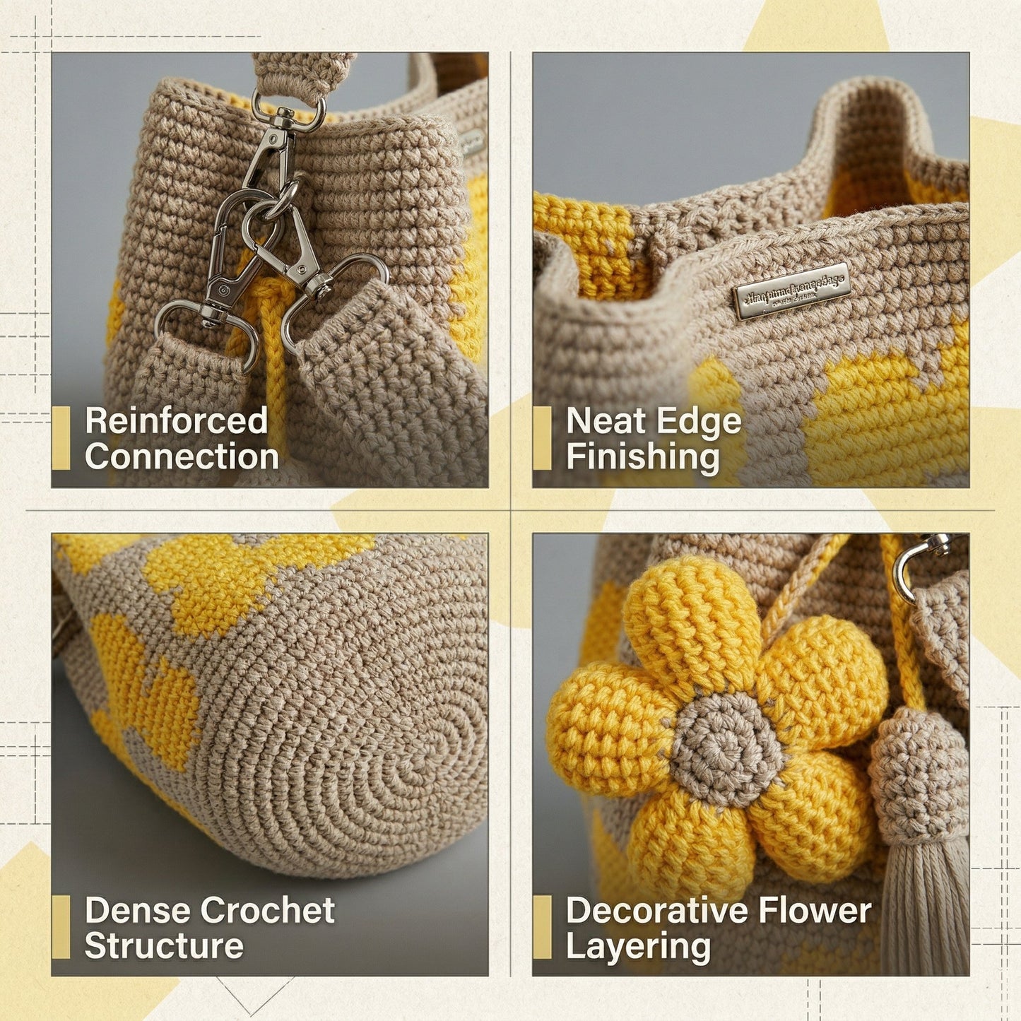 🧵Handwoven Flower Bucket Bag