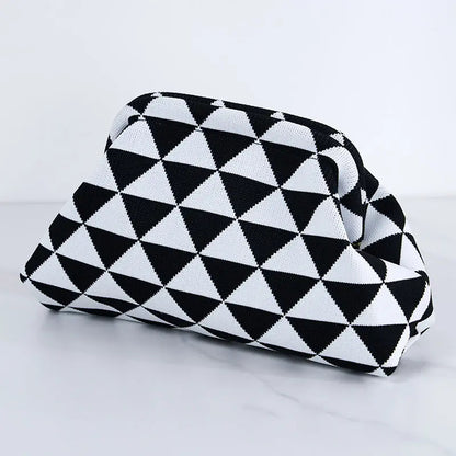 👜 Women’s Striped Crochet Clutch Bag – Lightweight Ruched Woven Makeup Pouch for Travel, Parties & Everyday Style ✨