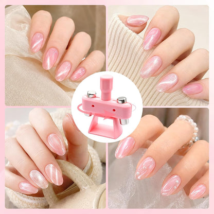 💅[Viral Nail Art Essential] Rotating Cat Eye Gel Nail Magnet Tool with Dual Height Finger Rests – Effortless 3D Aura Nails!
