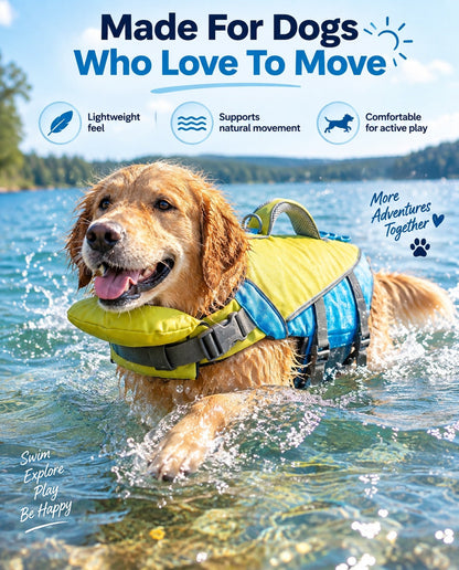 🐶 3-in-1 Safety Swim Gear for Dogs! 🌊 High-Buoyancy Life Vest 🤿 Front Head Support & Easy-Grab Handle 💕