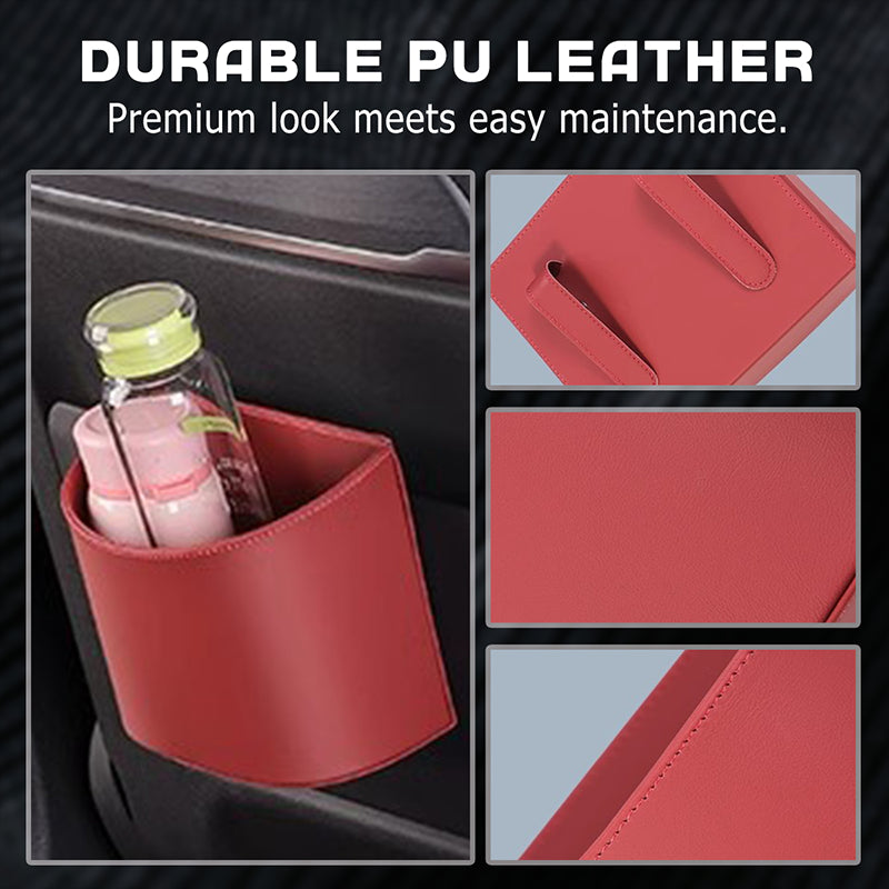 🚗Leather Car Door Cup Holder – Wide‑mouth opening, easy reach for drinks & phone. ✨
