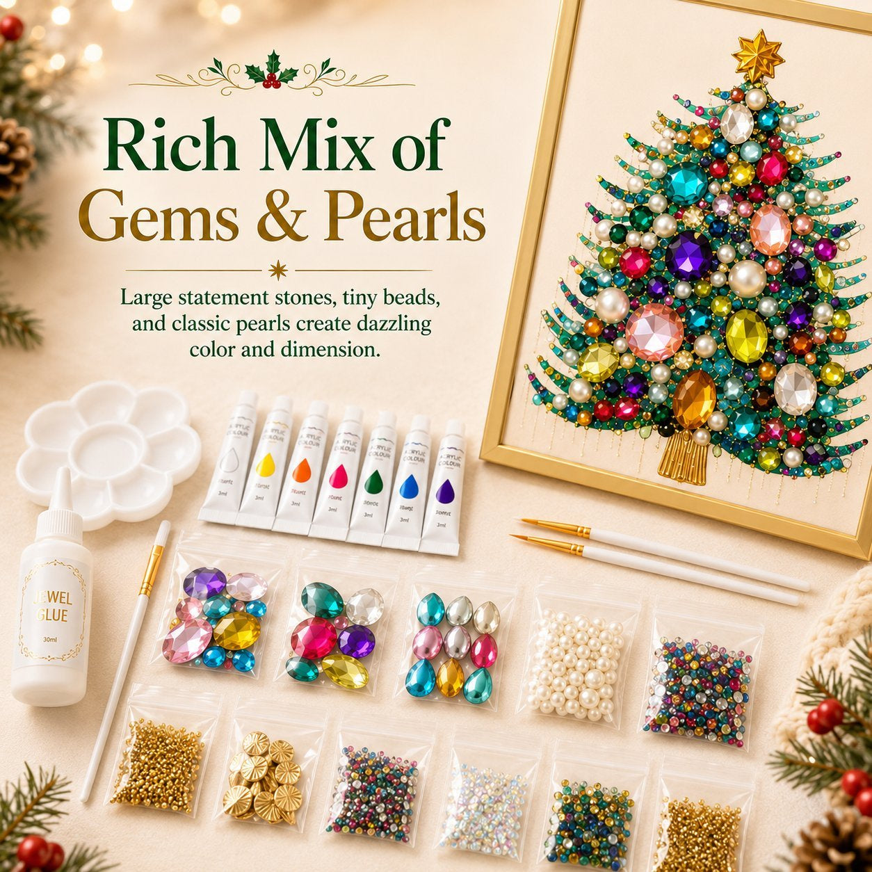 🔥Christmas 🎄✨DIY Jeweled Christmas Tree Framed Art Kit