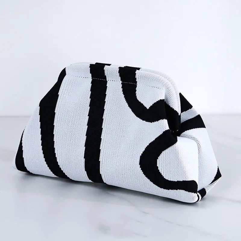 👜 Women’s Striped Crochet Clutch Bag – Lightweight Ruched Woven Makeup Pouch for Travel, Parties & Everyday Style ✨