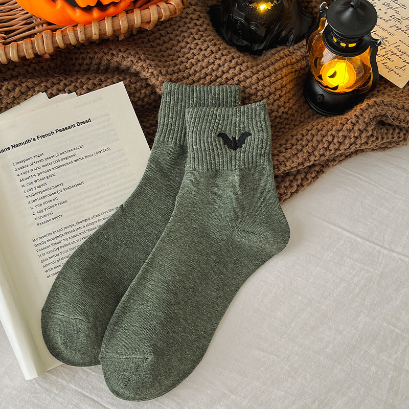 🦇🎃 Spooky-Cute Halloween Embroidered Ankle Socks