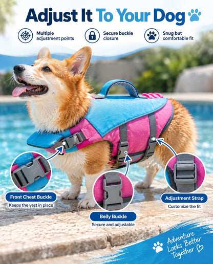 🐶 3-in-1 Safety Swim Gear for Dogs! 🌊 High-Buoyancy Life Vest 🤿 Front Head Support & Easy-Grab Handle 💕