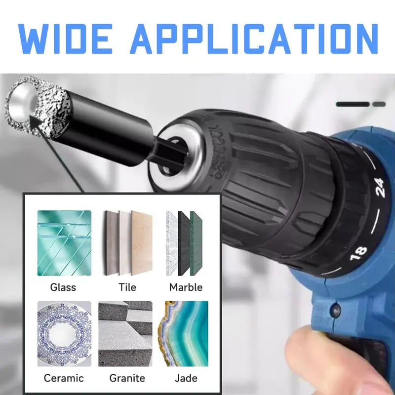 Heavy-Duty Diamond Drill Bit Kit (6 Pcs) - Fast & Precise Hole Saw for Ceramic, Tile & Stone 💎🔥