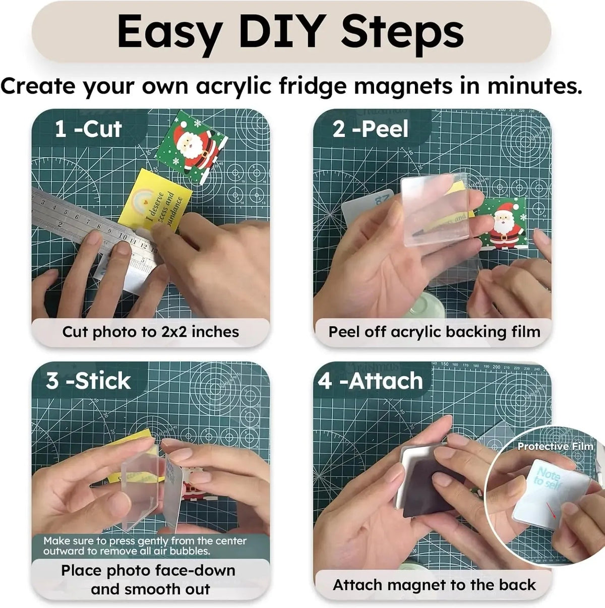 📸 DIY Acrylic Photo Fridge Magnet Kit | Personalized 2 × 2 in Memory Magnets for Home & Gifts