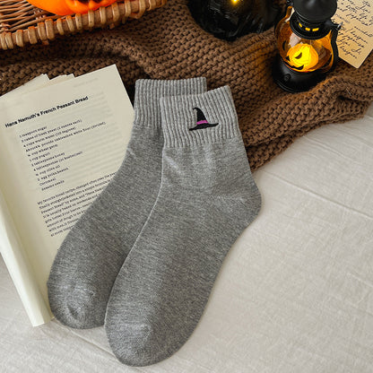 🦇🎃 Spooky-Cute Halloween Embroidered Ankle Socks