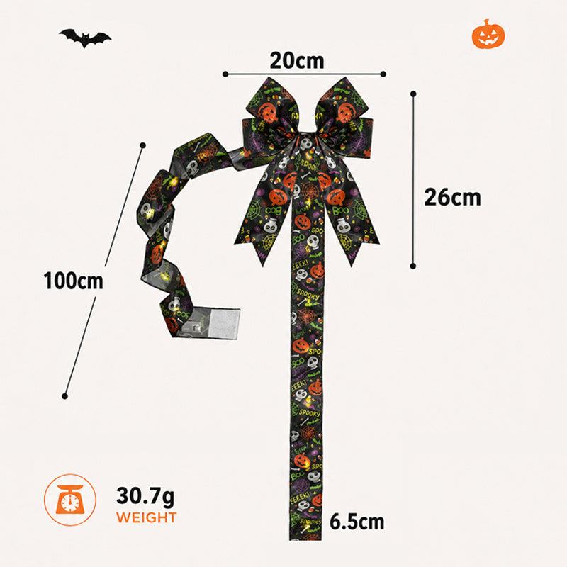 🎀🎃Halloween Cabinet Bow Decor - Cute Pumpkin Ribbon Wreath, Festive Kitchen Cupboard & Door Hanging Decorations