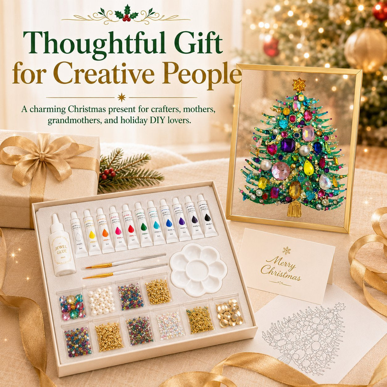🔥Christmas 🎄✨DIY Jeweled Christmas Tree Framed Art Kit