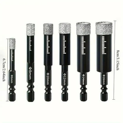Heavy-Duty Diamond Drill Bit Kit (6 Pcs) - Fast & Precise Hole Saw for Ceramic, Tile & Stone 💎🔥