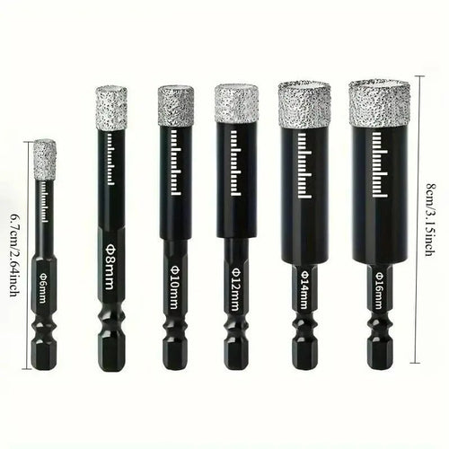 Heavy-Duty Diamond Drill Bit Kit (6 Pcs) - Fast & Precise Hole Saw for Ceramic, Tile & Stone 💎🔥