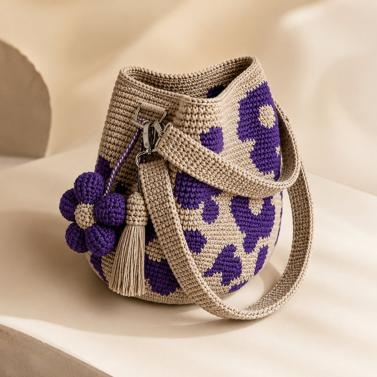 🧵Handwoven Flower Bucket Bag