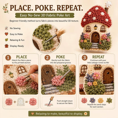 ✨🧘Relaxing & Beginner-Friendly-✨Whimsical Village 3D Fabric Poke Art Kit