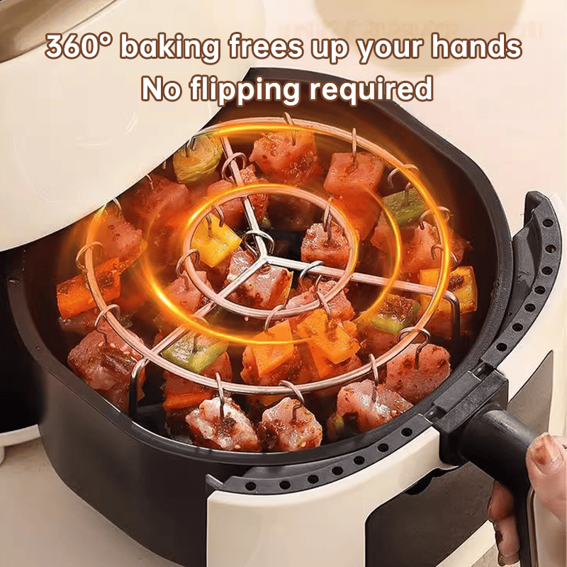 🔥Air Fryer Kebab Rack – 304 Stainless Steel Skewer Grill Stand 🍢