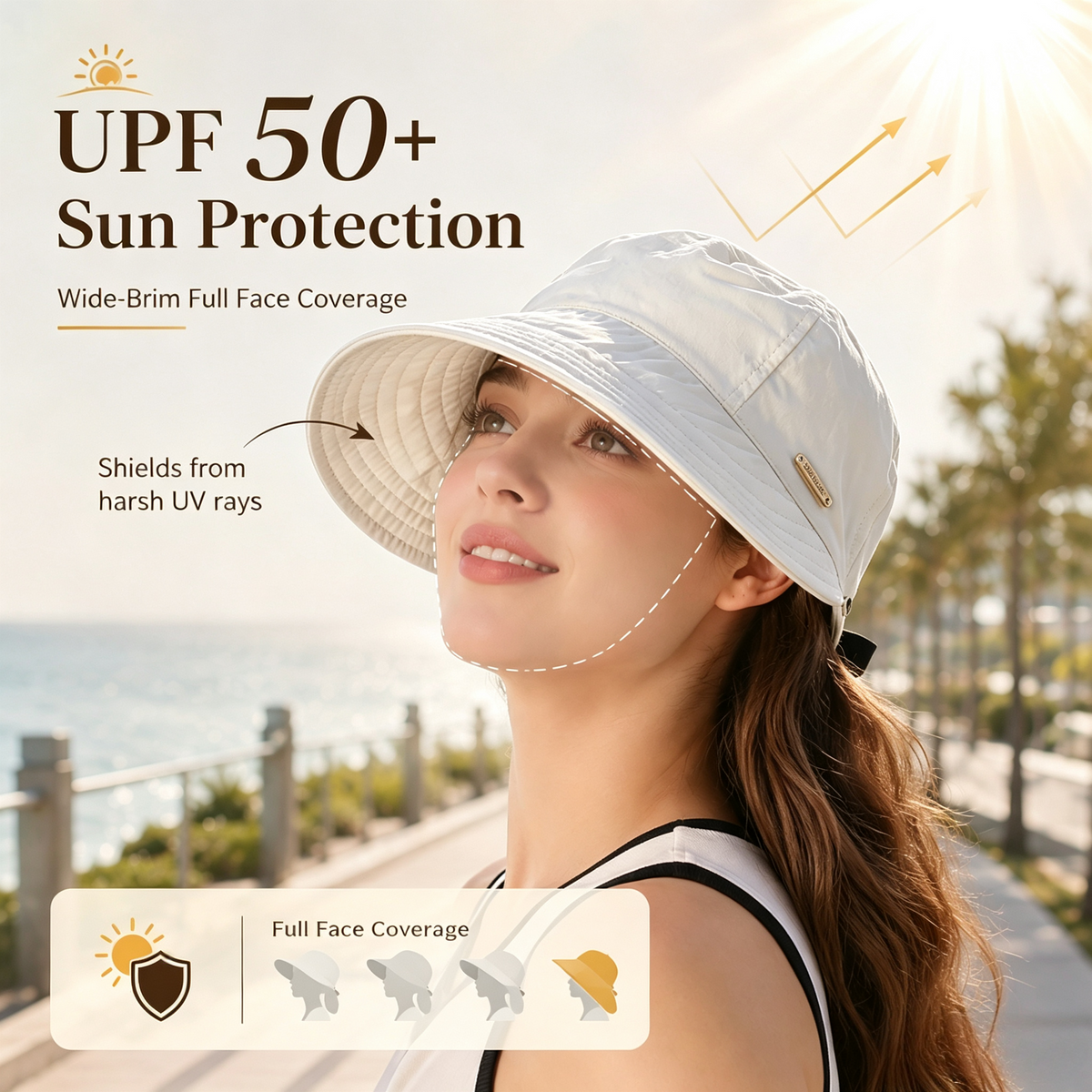 Women's Wide Brim Sun Visor Hat
