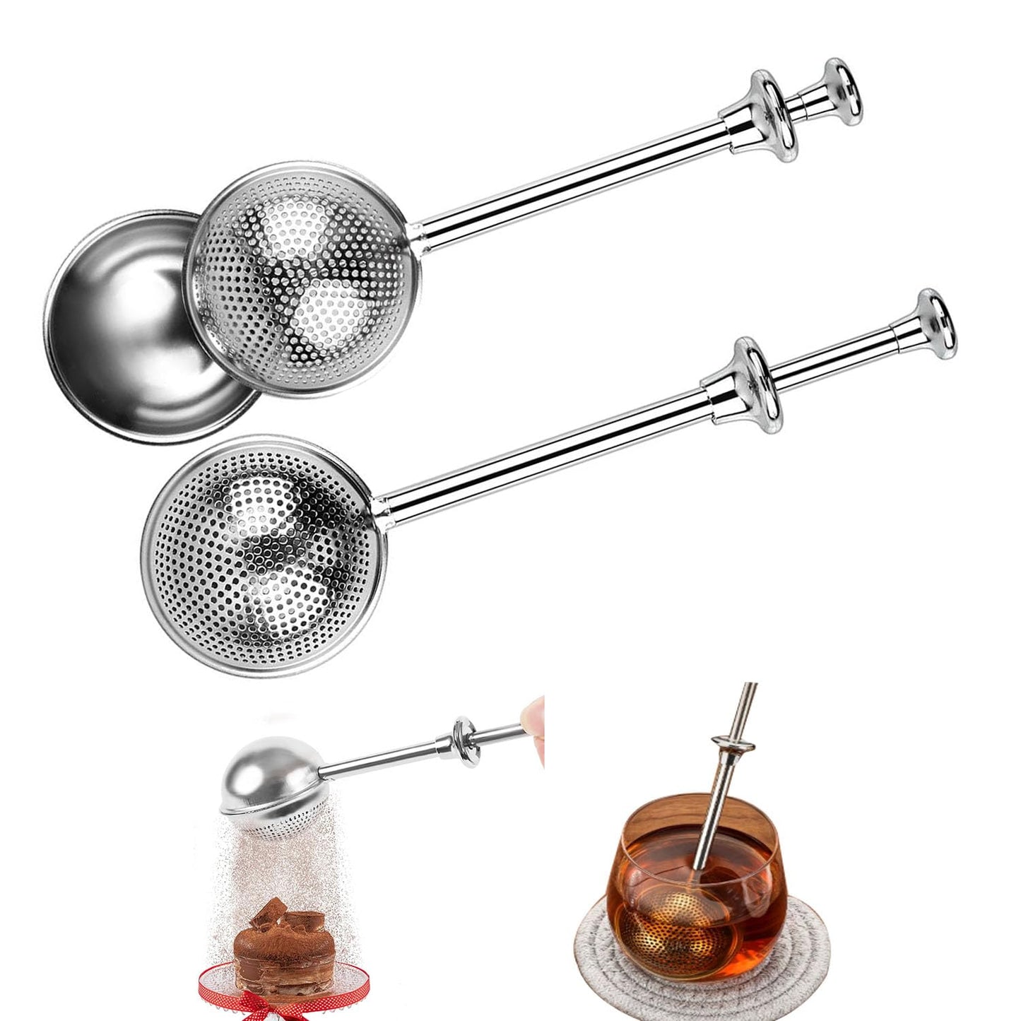 2 in 1 Stainless Steel Tea Strainer| Flour Shaker