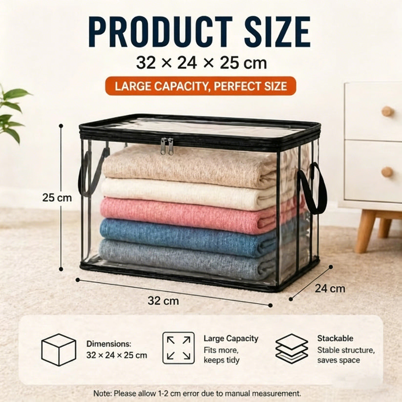 📦📦Large Clear Thick Plastic Storage Box with Hinged Lid, Heavy Duty High Capacity Organizer Bin, Free Shipping for Home Camping Travel Attic Moving-VEX
