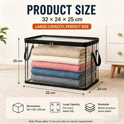 📦📦Large Clear Thick Plastic Storage Box with Hinged Lid, Heavy Duty High Capacity Organizer Bin, Free Shipping for Home Camping Travel Attic Moving-VEX
