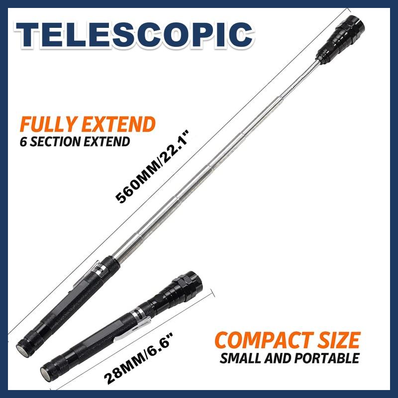 🧲Magnetic Pickup Tool with LED Light |🛠 Extendable Telescopic Magnet USB charging✨