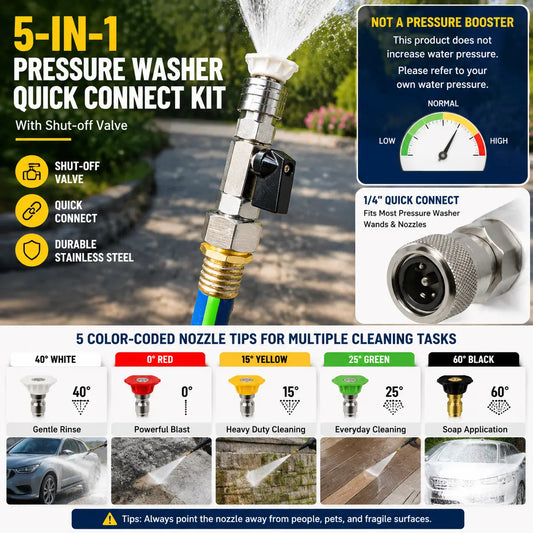 🛡️Stainless Steel 3/4" to 1/4" Quick Connect Hose Adapter with Shut-Off Valve💧