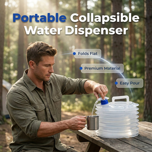 💧Collapsible Camping Water Container with Spigot | Leakproof Space-Saving Jug💡