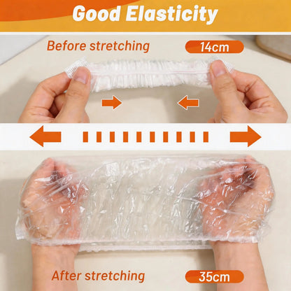 100PCS Plastic Bowl Covers – Elastic Reusable Food Wrap