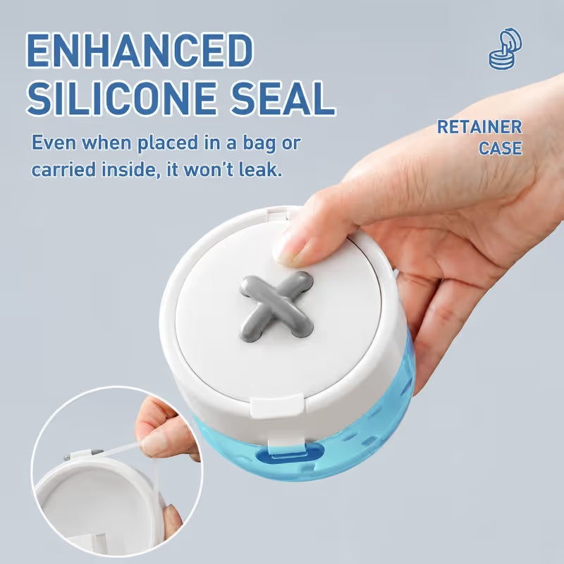 🦷3-in-1 Leak-Proof Retainer Cleaning Case with Mirror, Drain Tray & Travel Storage