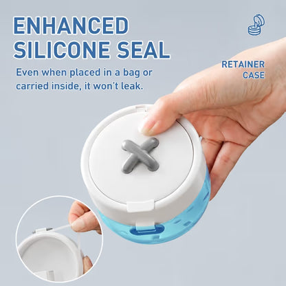 🦷3-in-1 Leak-Proof Retainer Cleaning Case with Mirror, Drain Tray & Travel Storage
