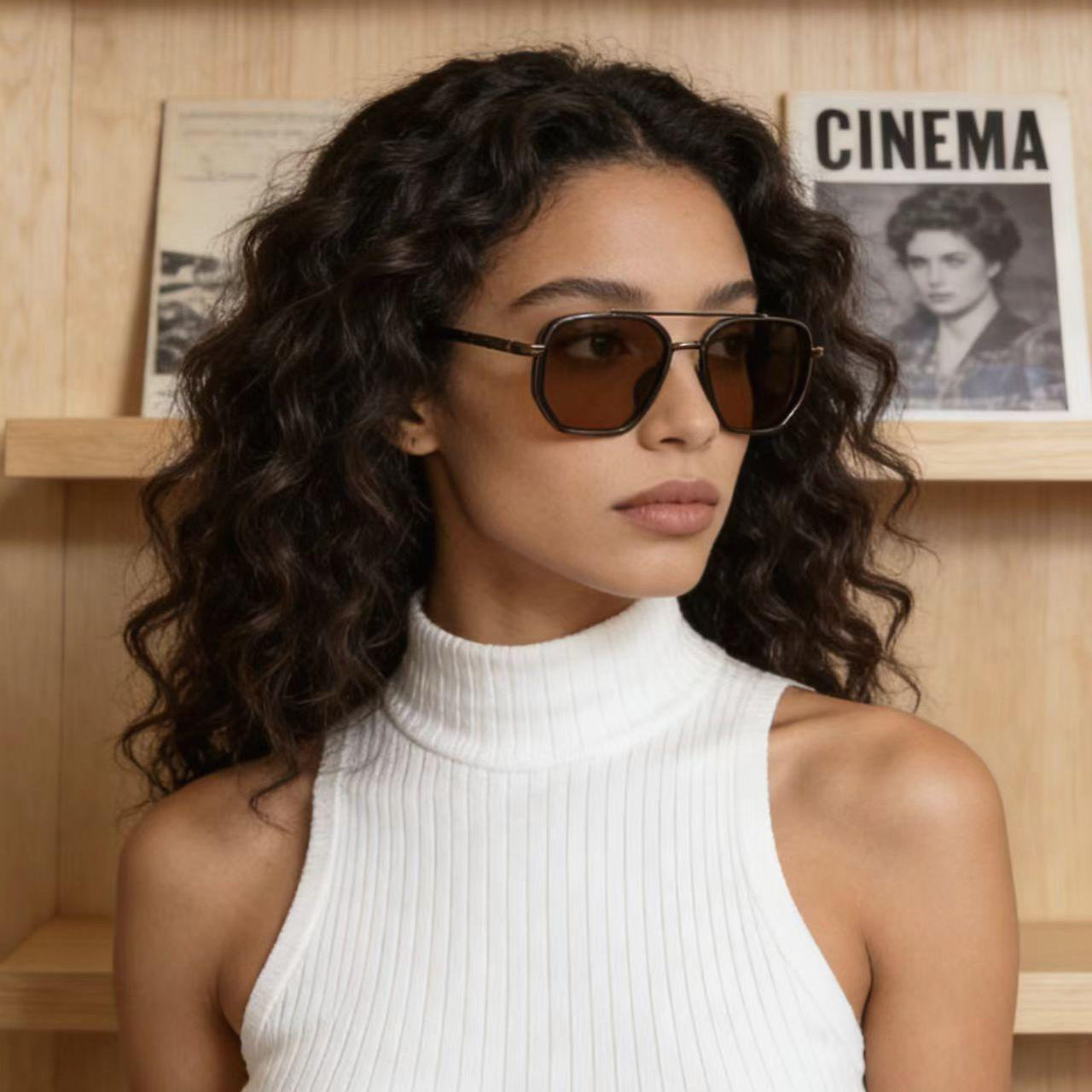 😎 Geometric Double-Bar Sunglasses – Trendy Metal Frame