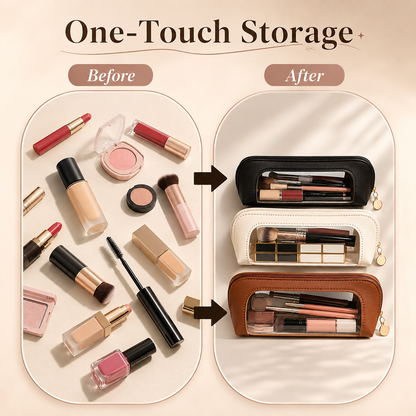 Travel Clear Window Brush & Makeup Bag 💄