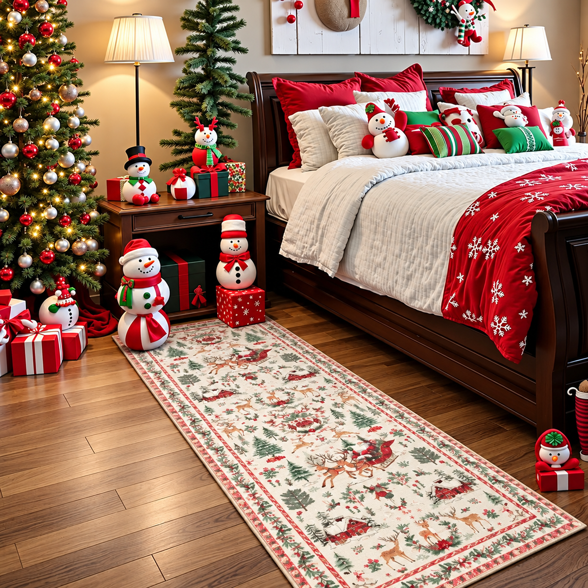 ✨ Christmas Runner Rug – Washable Non-Slip Holiday Floor Mat