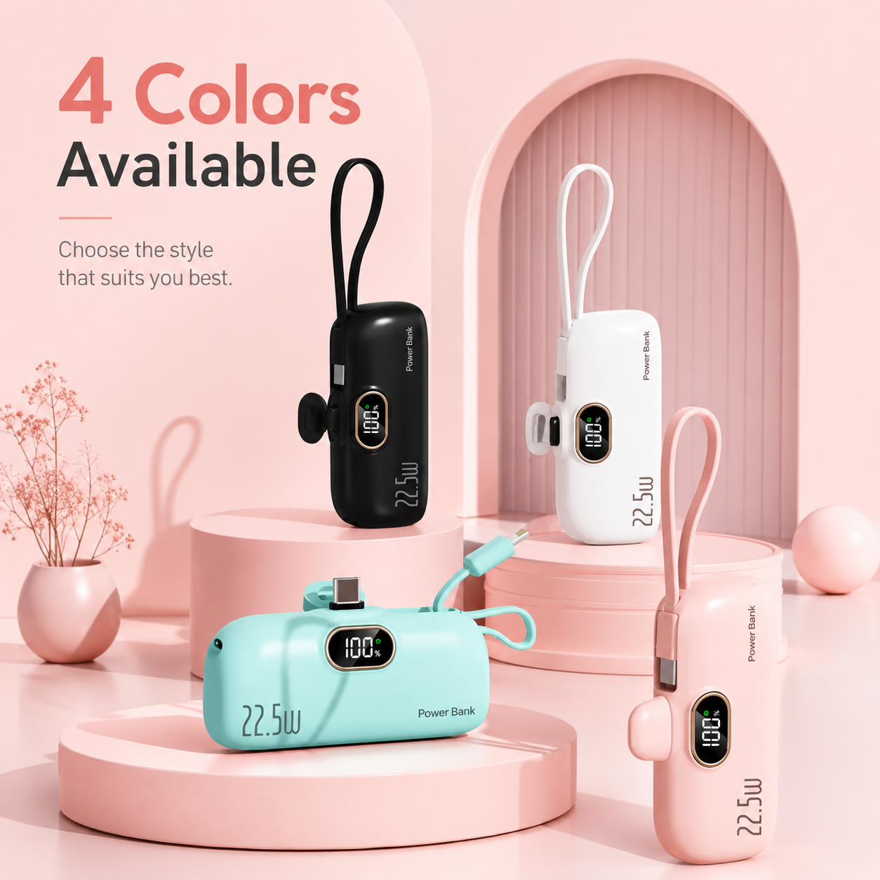 🔋No More Extra Cables! 5000mAh Mini Capsule 22.5W Fast Power Bank