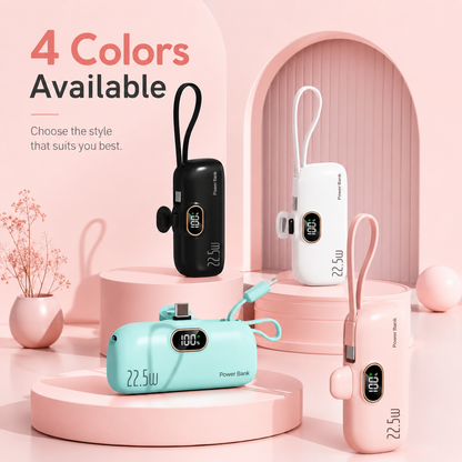 🔋No More Extra Cables! 5000mAh Mini Capsule 22.5W Fast Power Bank