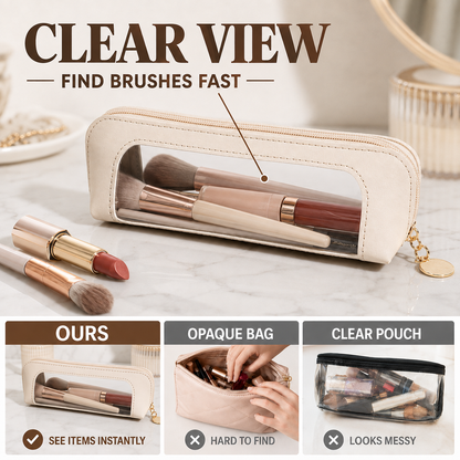 Travel Clear Window Brush & Makeup Bag 💄
