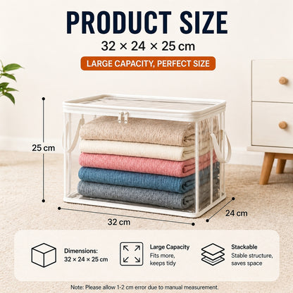 📦📦Large Clear Thick Plastic Storage Box with Hinged Lid, Heavy Duty High Capacity Organizer Bin, Free Shipping for Home Camping Travel Attic Moving-VEX