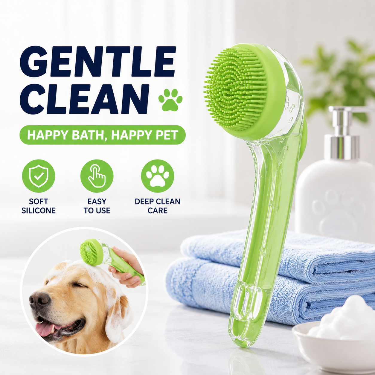 All-in-One Pet Bathing Shower Brush 🐾
