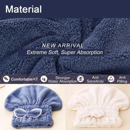Large Microfiber Hair Towel Caps,Extreme Soft & Ultra Absorbent