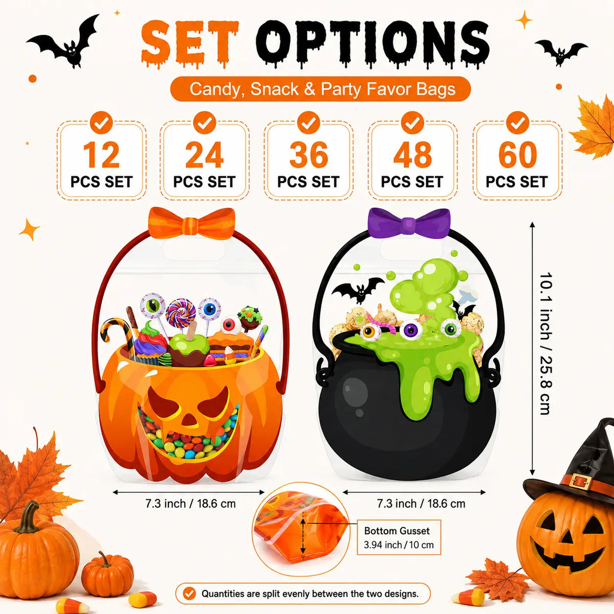 🎃 Halloween Goodie Bags with Handles | Clear Candy & Treat Bags 👻🍬