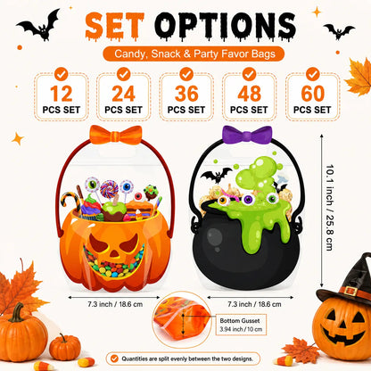 🎃 Halloween Goodie Bags with Handles | Clear Candy & Treat Bags 👻🍬