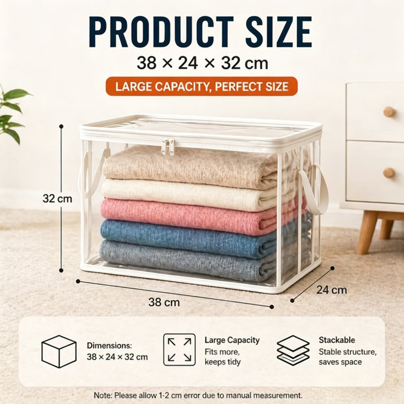 📦📦Large Clear Thick Plastic Storage Box with Hinged Lid, Heavy Duty High Capacity Organizer Bin, Free Shipping for Home Camping Travel Attic Moving-VEX
