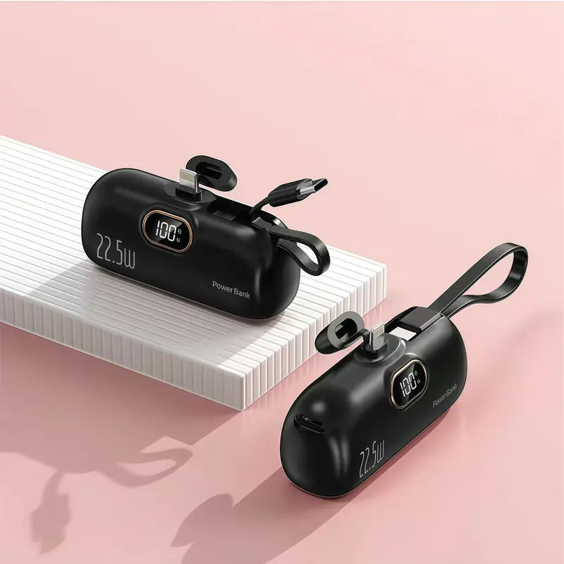 🔋No More Extra Cables! 5000mAh Mini Capsule 22.5W Fast Power Bank