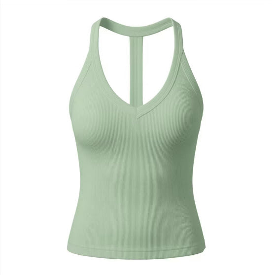 ✨ V-Neck Cotton Tank Top with Built-In Shelf Bra 👙