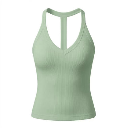 ✨ V-Neck Cotton Tank Top with Built-In Shelf Bra 👙
