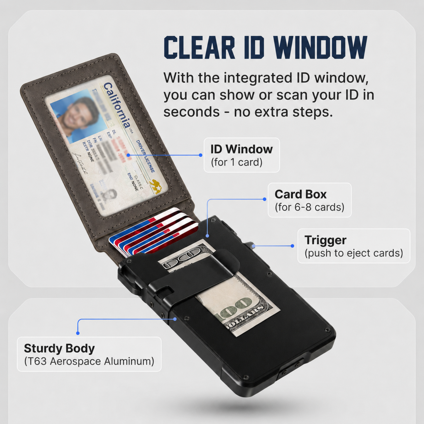 🔐 RFID Blocking Minimalist Pop-Up Wallet | One-Second Card Eject Design & Ultra Slim Pocket Wallet