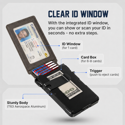 🔐 RFID Blocking Minimalist Pop-Up Wallet | One-Second Card Eject Design & Ultra Slim Pocket Wallet