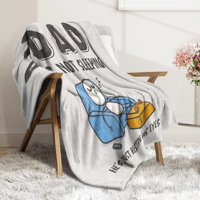 🔥Hot Sale 49% off😴🛋️ Funny Gift Dad Is Not Sleeping Flannel Blanket